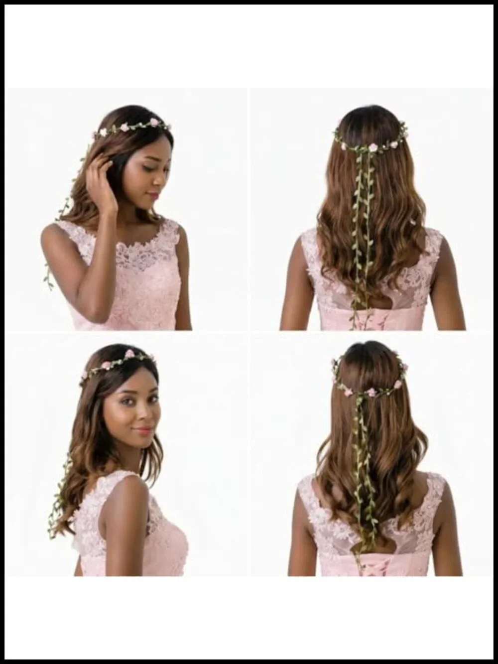 12 Pc Flower Crown Headband Wreath Garland Multicolor Floral Hair Accessory